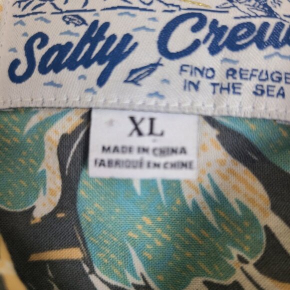 Salty Crew Island Daze Short Sleeve Woven Button-Up Shirt - Gold Size X-Large - Picture 3 of 8